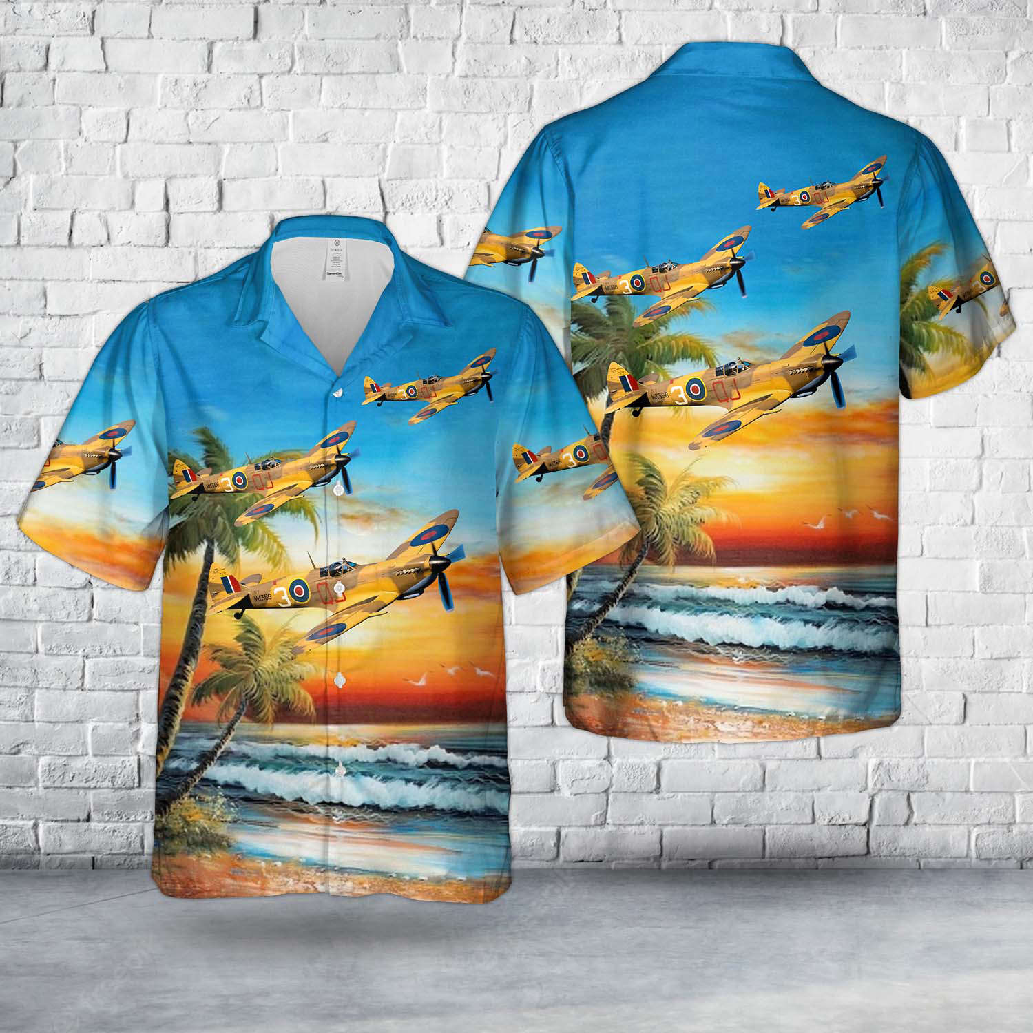 Royal Air Force "Battle of Britain Memorial Flight" Supermarine Spitfire LF.IXc MK356 Hawaiian Shirt Gift for Men Dad Father Gift for Men Dad Father