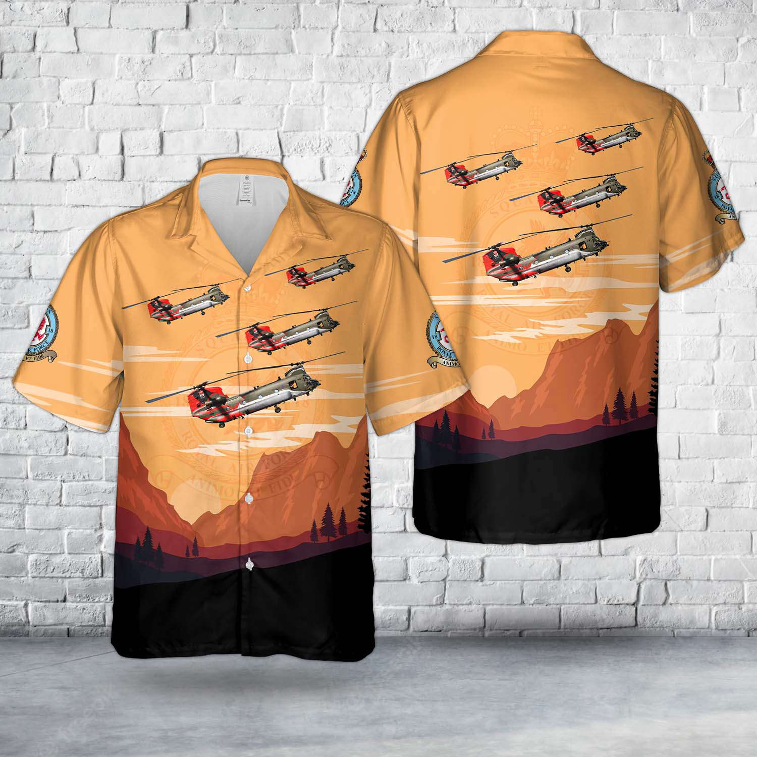 Royal Air Force Boeing Chinook HC4 (352) ZA712, RAF No.18 (B) Squadron, 100 Years Hawaiian Shirt Gift for Men Dad Father Gift for Men Dad Father