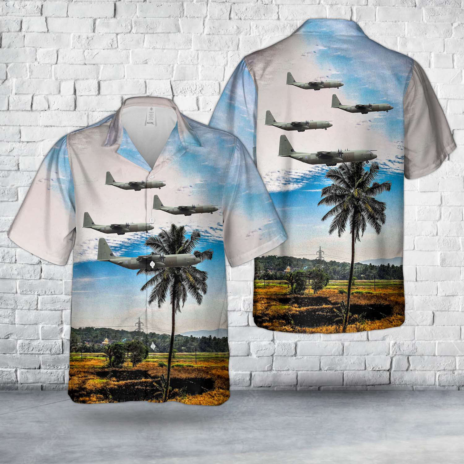 Royal Air Force Lockheed Martin C-130J-30 Hercules C4 (L-382) ZH865 Hawaiian Shirt Gift for Men Dad Father Gift for Men Dad Father