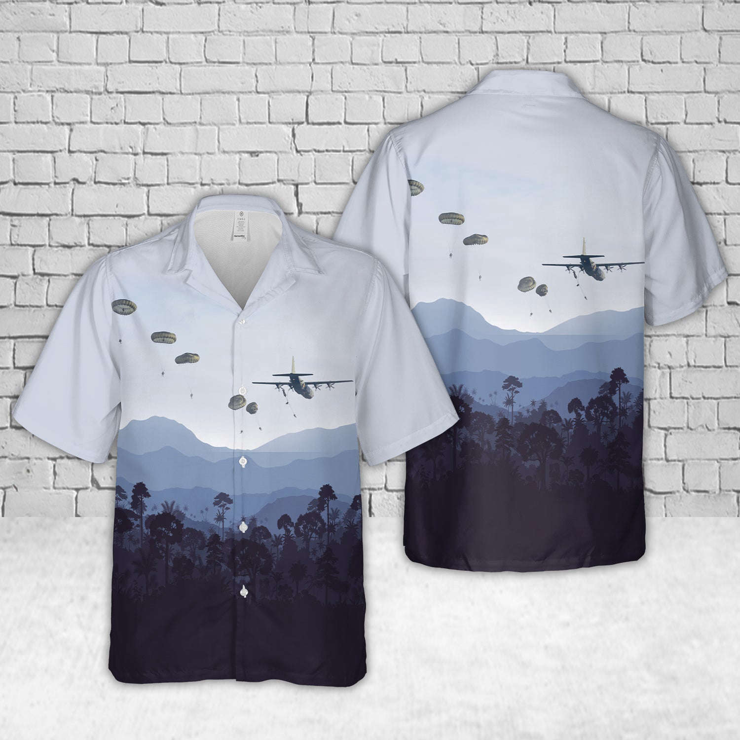 Royal Air Force Paratroopers with 16 Air Assault Brigade jump from a Hercules aircraft Hawaiian Shirt Gift for Men Dad Father Gift for Men Dad Father