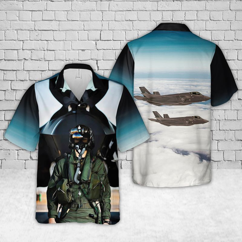 Royal Australian Air Force F-35A Lightning II Aircraft Hawaiian Shirt Gift for Men Dad Father Gift for Men Dad Father