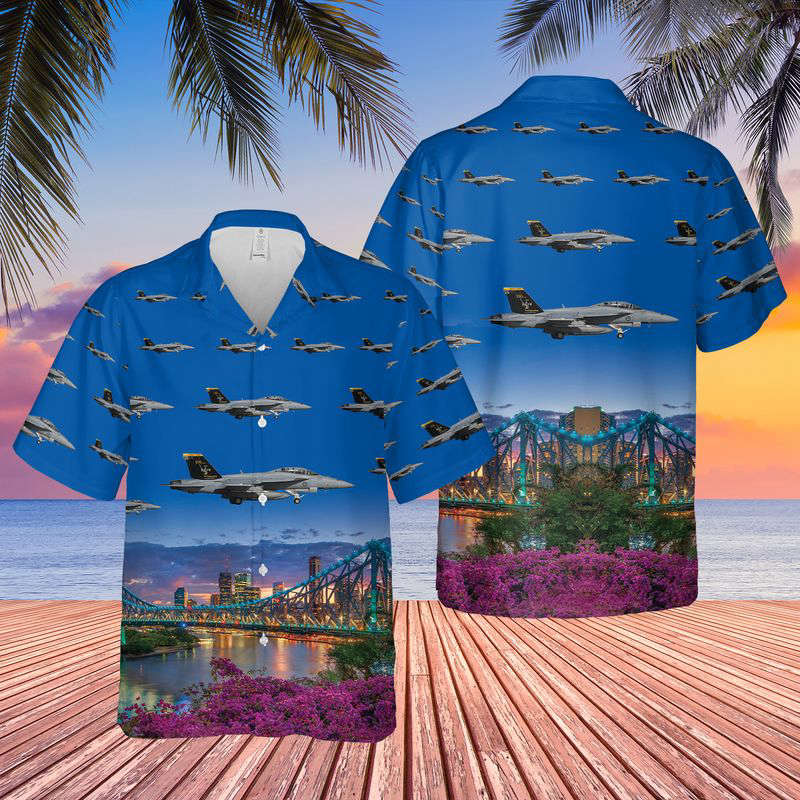 Royal Australian Air Force No. 1 Squadron FA-18F Super Hornet Hawaiian Shirt Gift for Men Dad Father Gift for Men Dad Father
