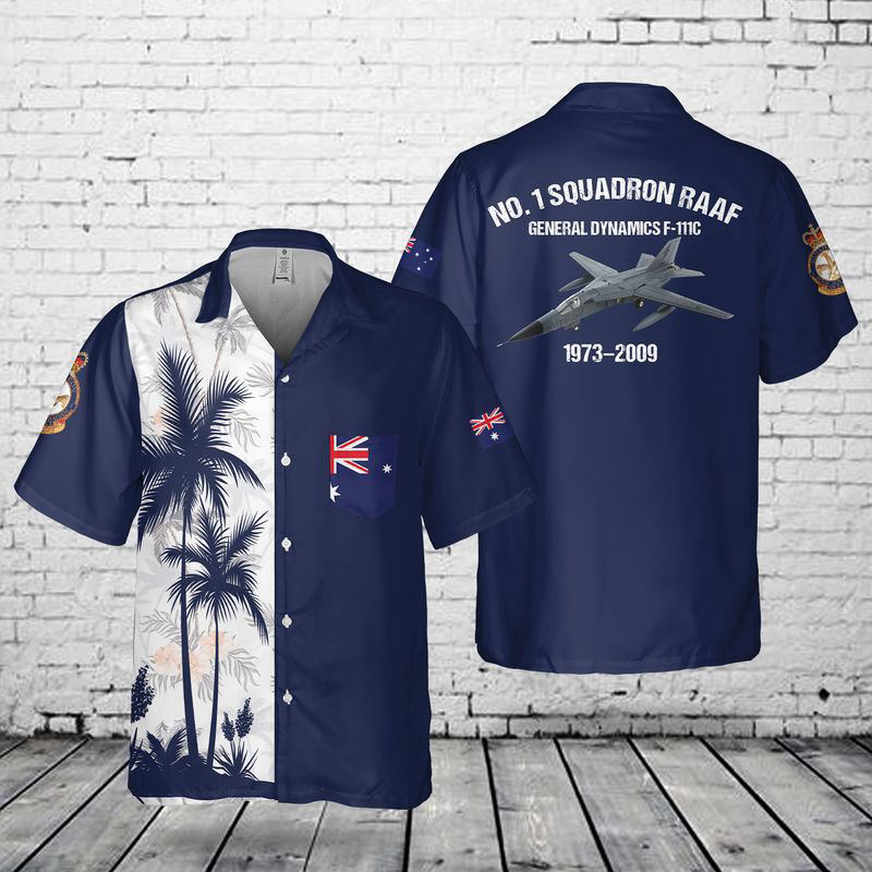 Royal Australian Air Force No. 1 Squadron RAAF General Dynamics F-111C Pocket Hawaiian Shirt Gift for Men Dad Father Gift for Men Dad Father