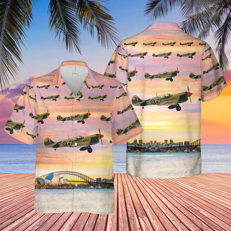 Royal Australian Air Force No. 450 Squadron Curtiss P-40 Kittyhawk Hawaiian Shirt Gift for Men Dad Father Gift for Men Dad Father