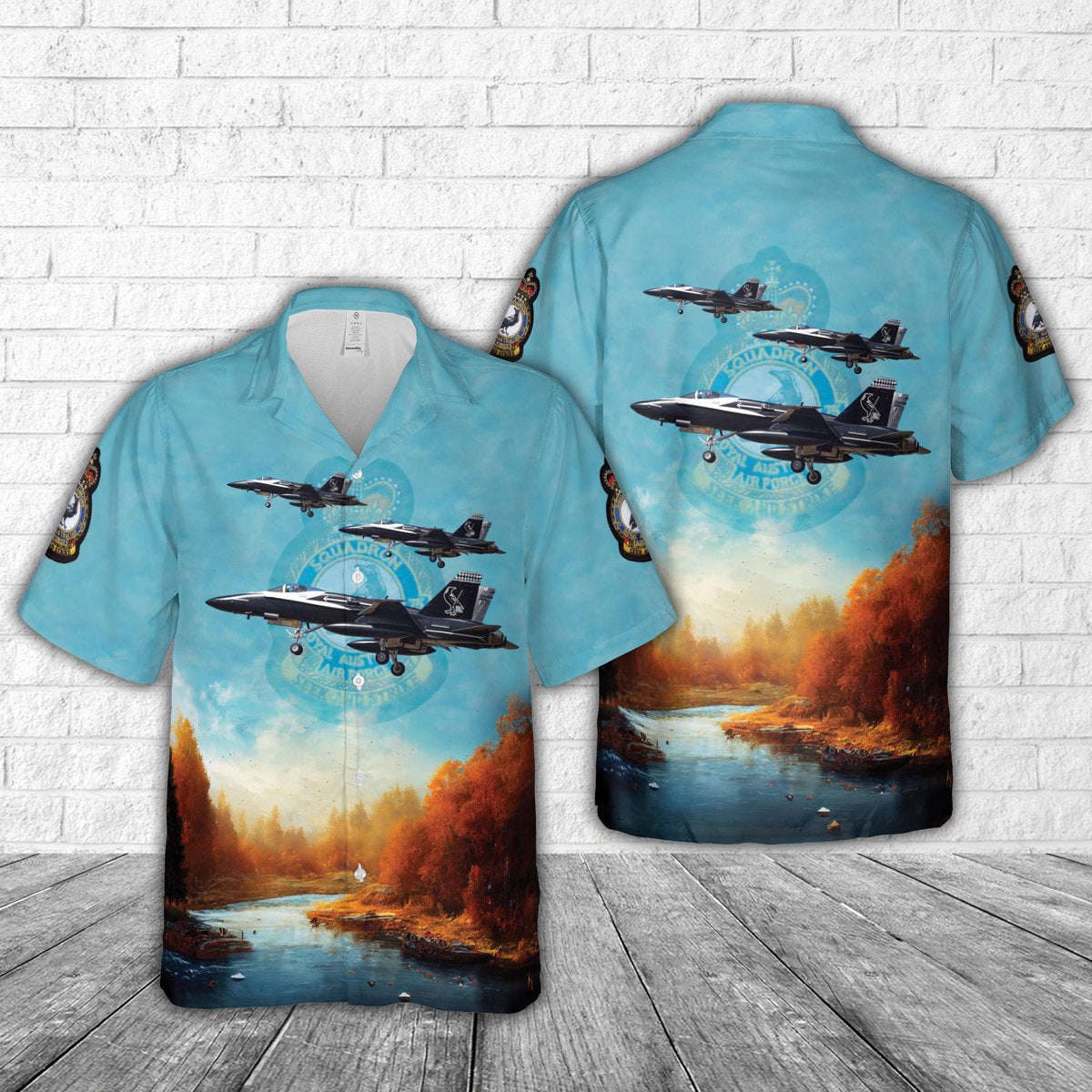 Royal Australian Air Force (RAAF) 75th Squadron McDonnell Douglas FA-18A Hornet Hawaiian Shirt Gift for Men Dad Father Gift for Men Dad Father