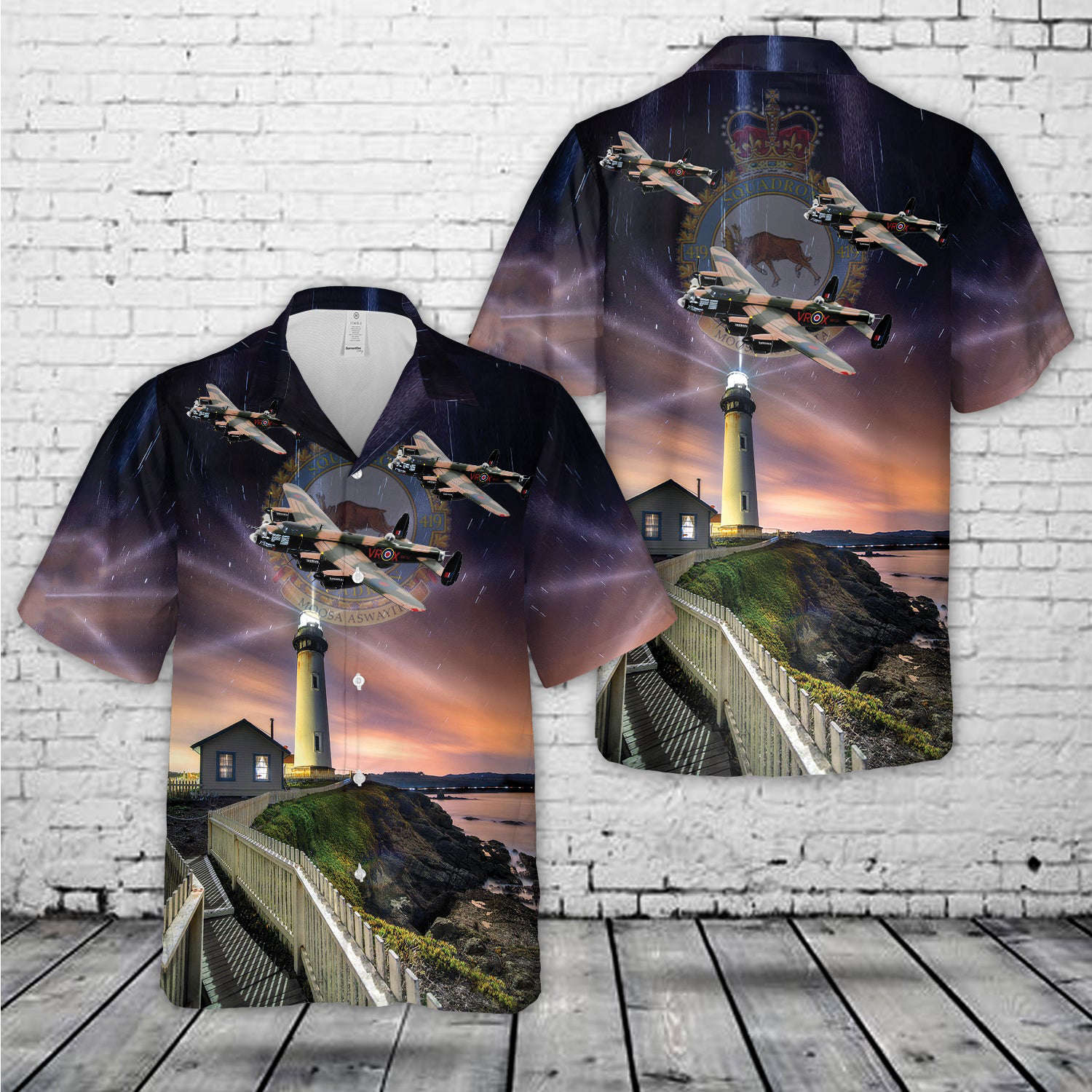 Royal Canadian Air Force 419 Tactical Fighter Training Squadron X-terminator Avro Lancaster Hawaiian Shirt Gift for Men Dad Father Gift for Men Dad Father