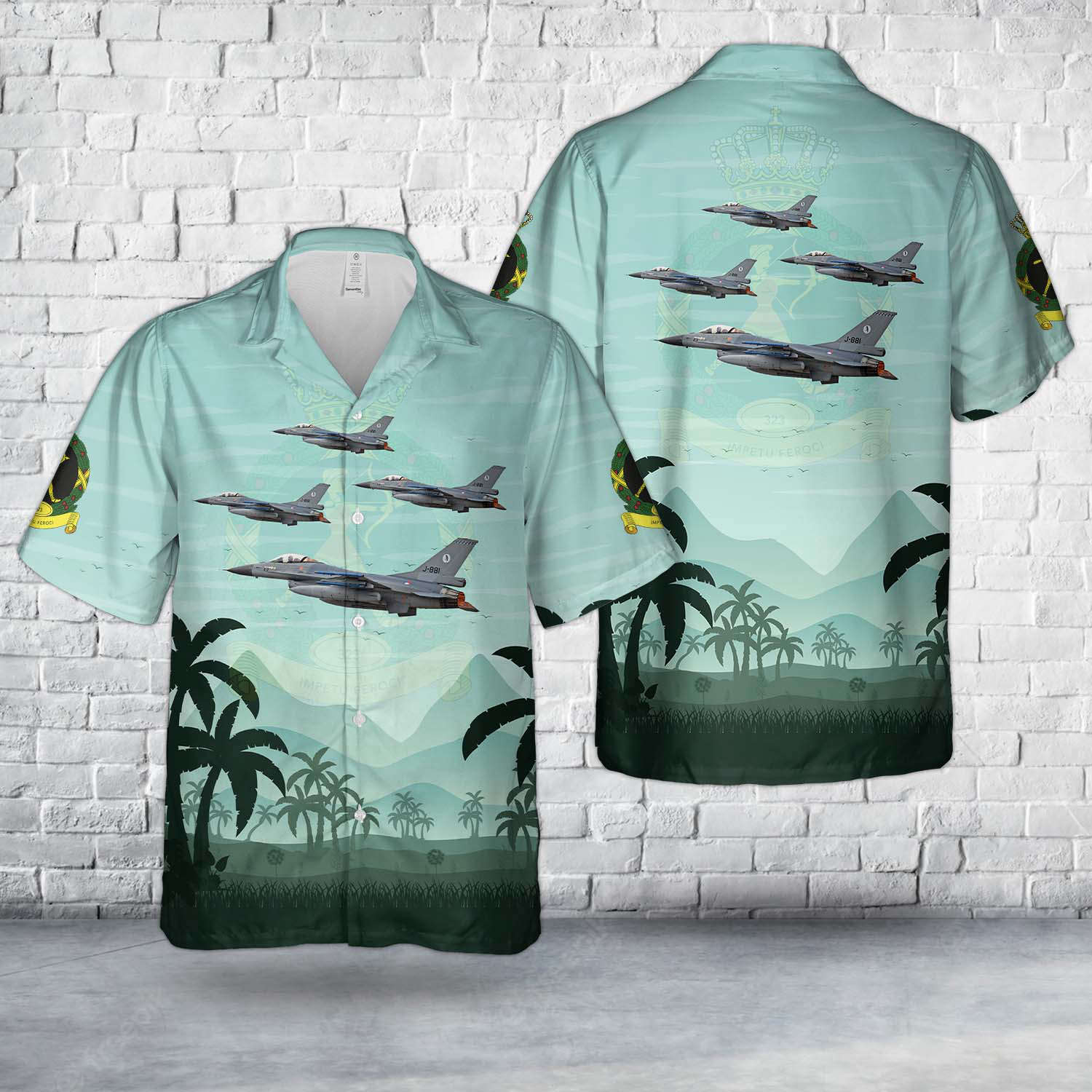 Royal Netherlands Air Force General Dynamics (Fokker) F-16AM Fighting Falcon (401) 323 sqn Hawaiian Shirt Gift for Men Dad Father Gift for Men Dad Father