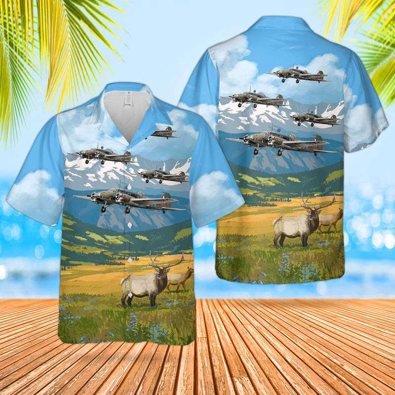 Royal New Zealand Air Force (RNZAF) Historical WWII Avro Anson Mk1 Series II Hawaiian Shirt Gift for Men Dad Father Gift for Men Dad Father