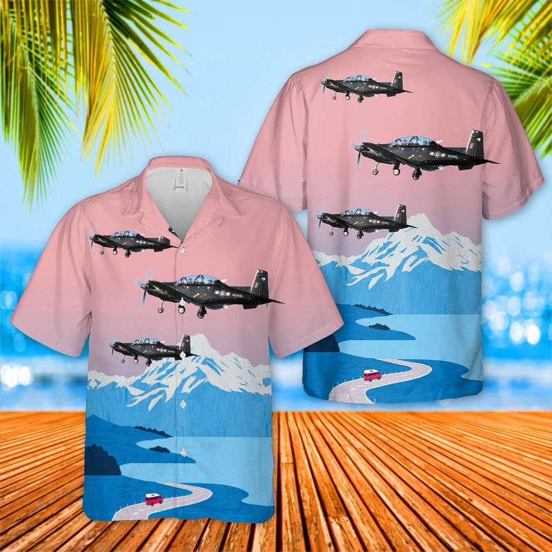 Royal New Zealand Air Force (RNZAF) Raytheon T-6C Texan II Hawaiian Shirt Gift for Men Dad Father Gift for Men Dad Father