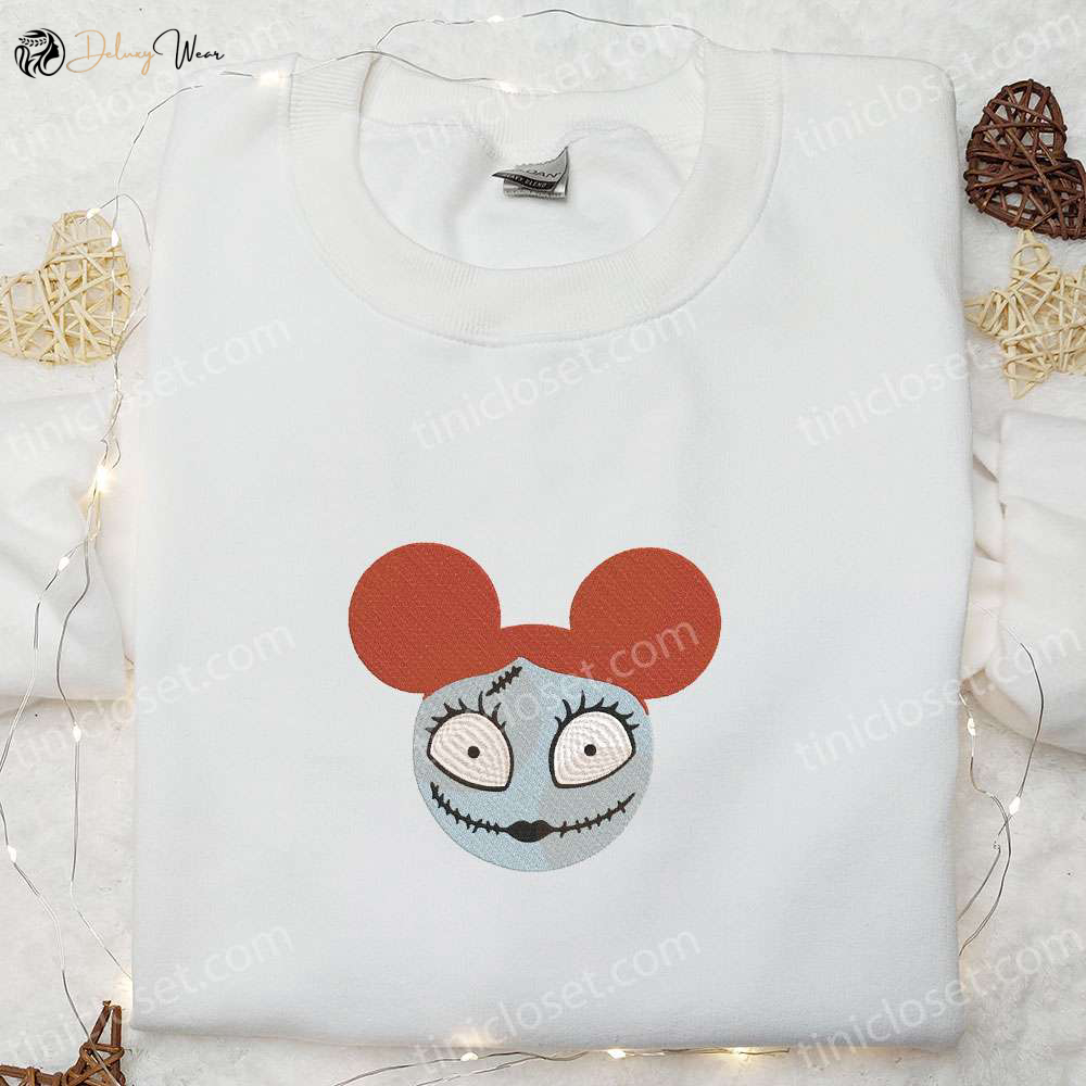 Sally x Mickey Nightmare Before Christmas Embroidered Shirt: Best Halloween Gift for Family – Disney Halloween Shirt