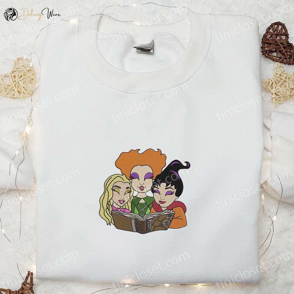 Disney Halloween Embroidered Hoodie: Sanderson Sisters Sweatshirt – Best Family Halloween Gift