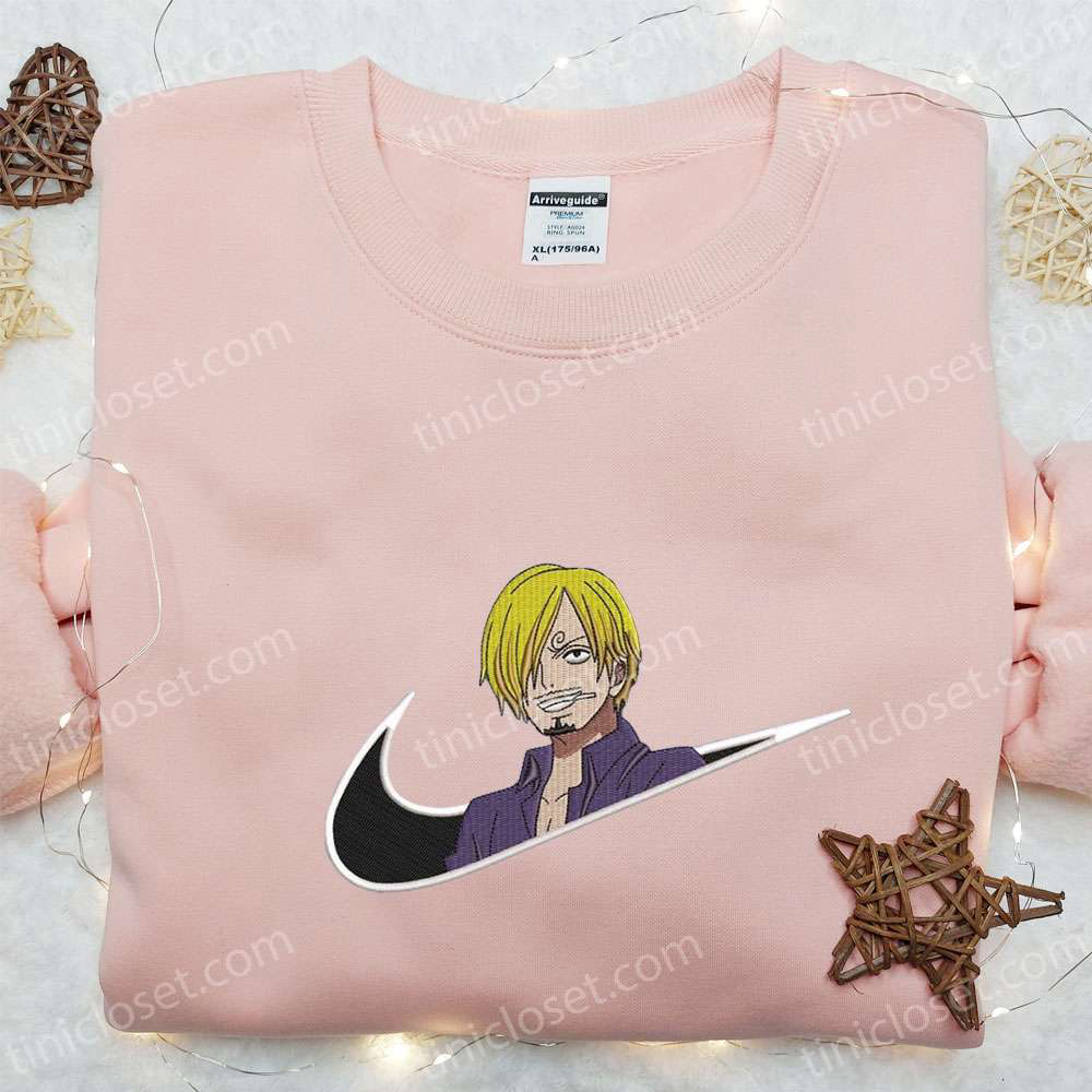 Sanji Anime x Swoosh Embroidered Hoodie: Cool Anime Clothing Perfect Family Gift