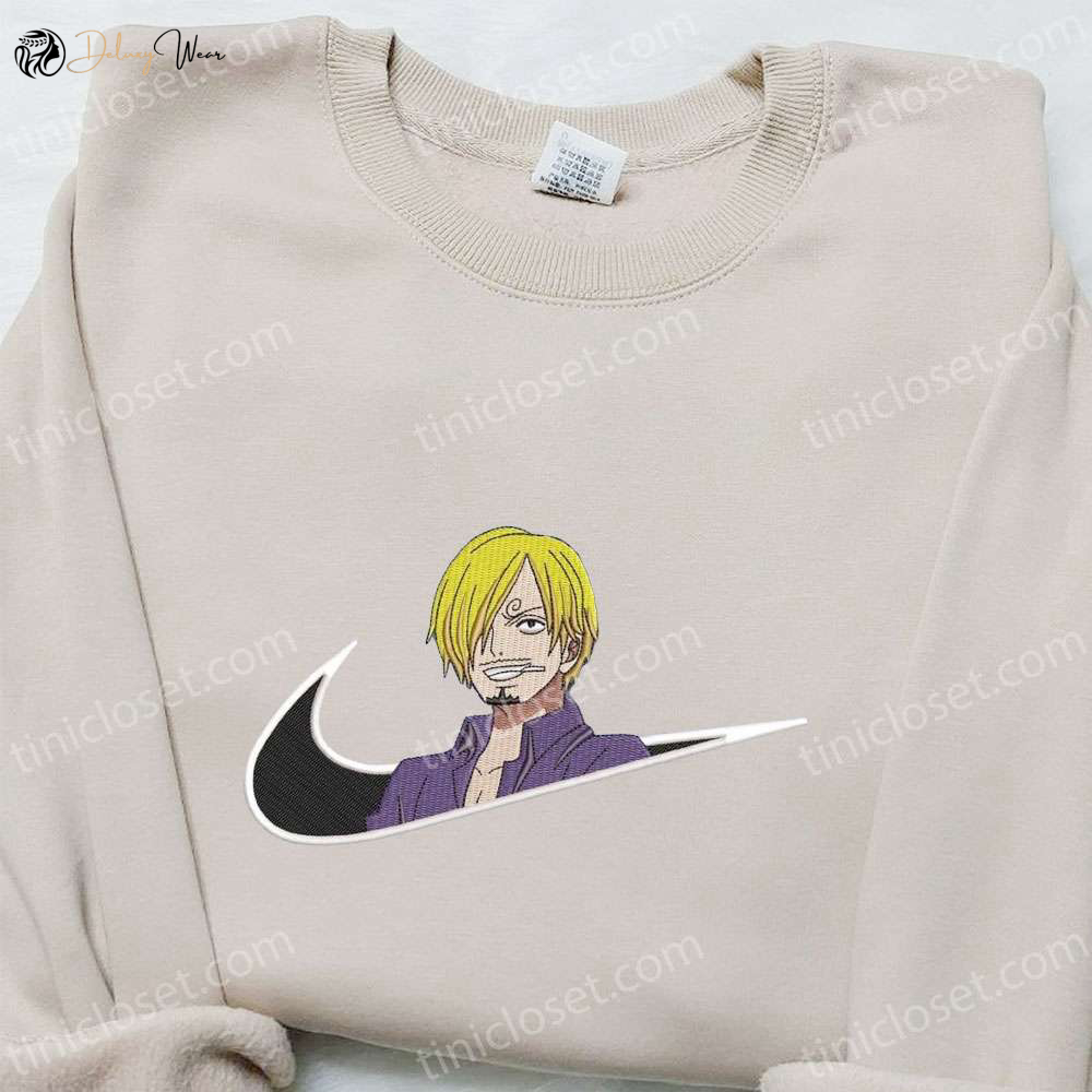 Sanji Anime x Swoosh Embroidered Hoodie: Cool Anime Clothing Perfect Family Gift