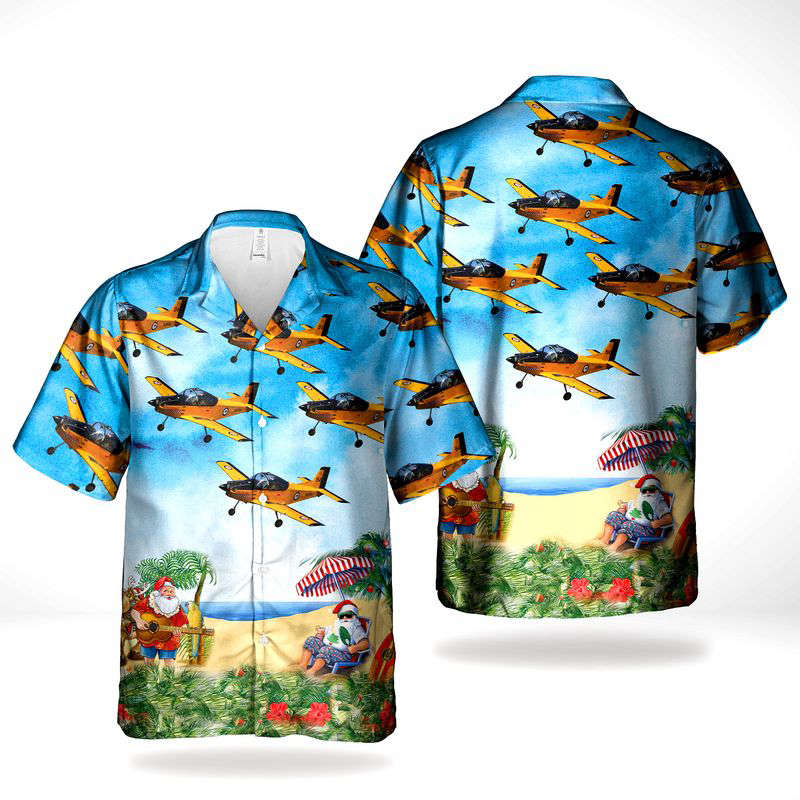 Santa Claus Royal New Zealand Air Force RNZAF Pacific Aerospace CT-4E Airtrainer Hawaiian Shirt Gift for Men Dad Father Gift for Men Dad Father