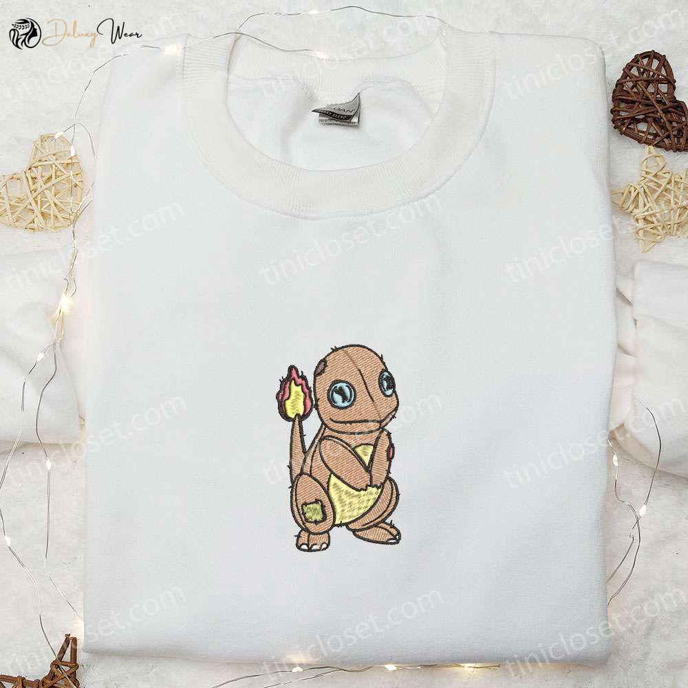 Spooky Charmander Pokemon Embroidered Halloween Shirt Pokemon Embroidery