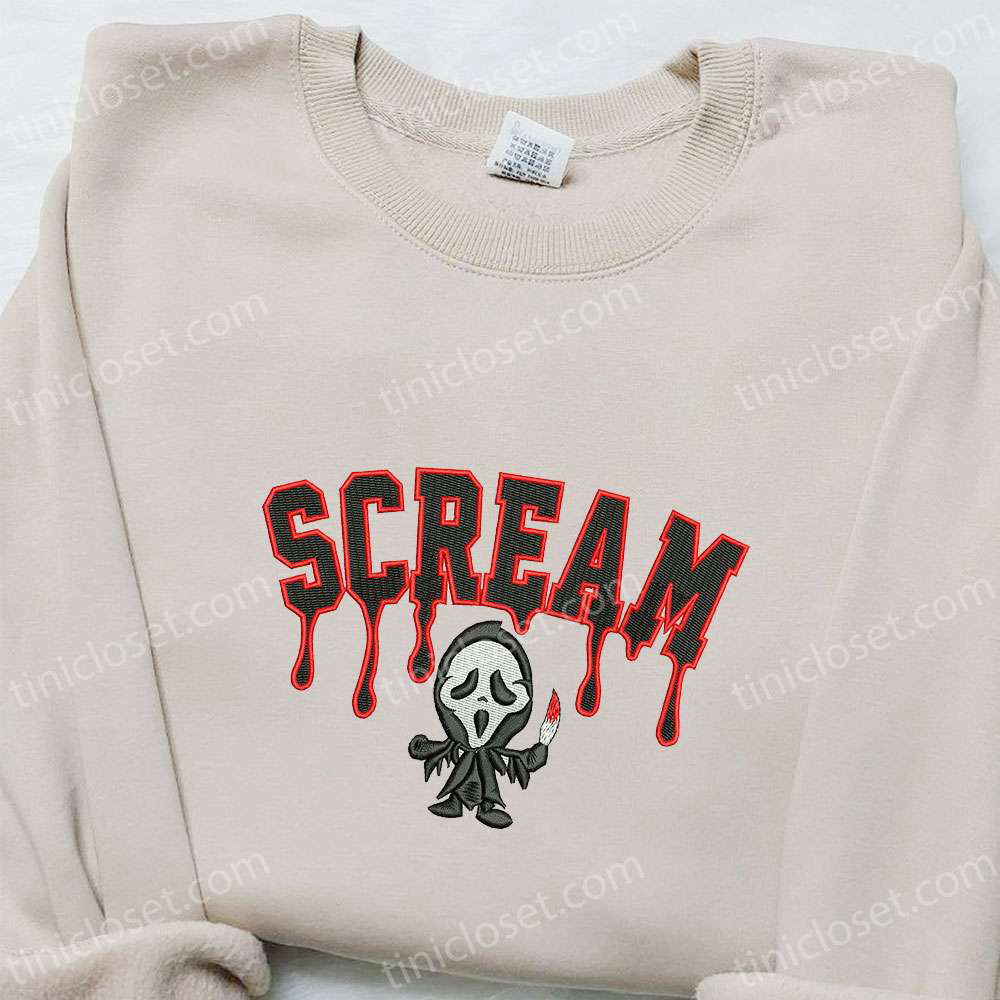 Scream Ghost Halloween Embroidered Shirt: Spooky & Unique Family Gift