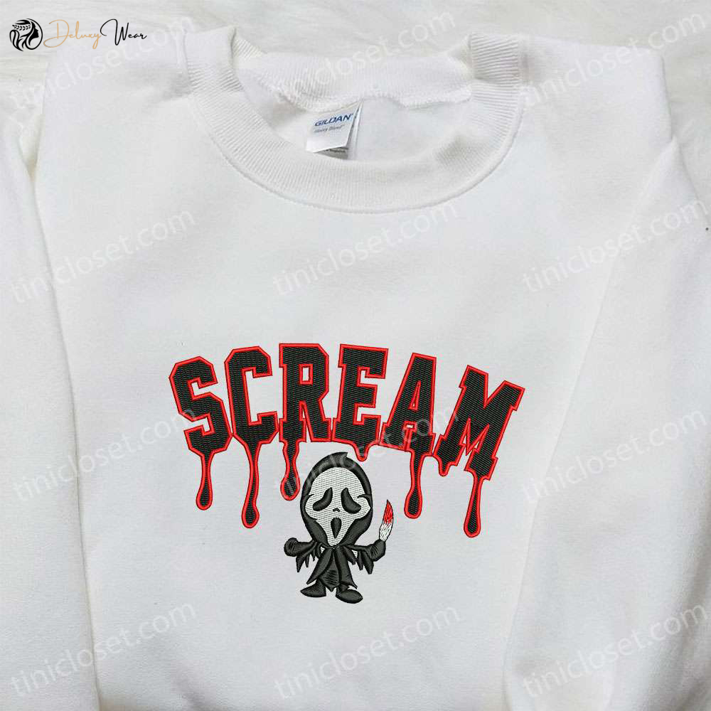 Scream Ghost Halloween Embroidered Shirt: Spooky & Unique Family Gift