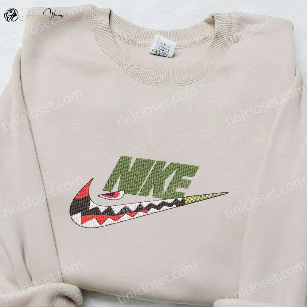 Shark Bathing Ape x Swoosh Embroidered Hoodie: Nike-Inspired Custom Sweatshirt