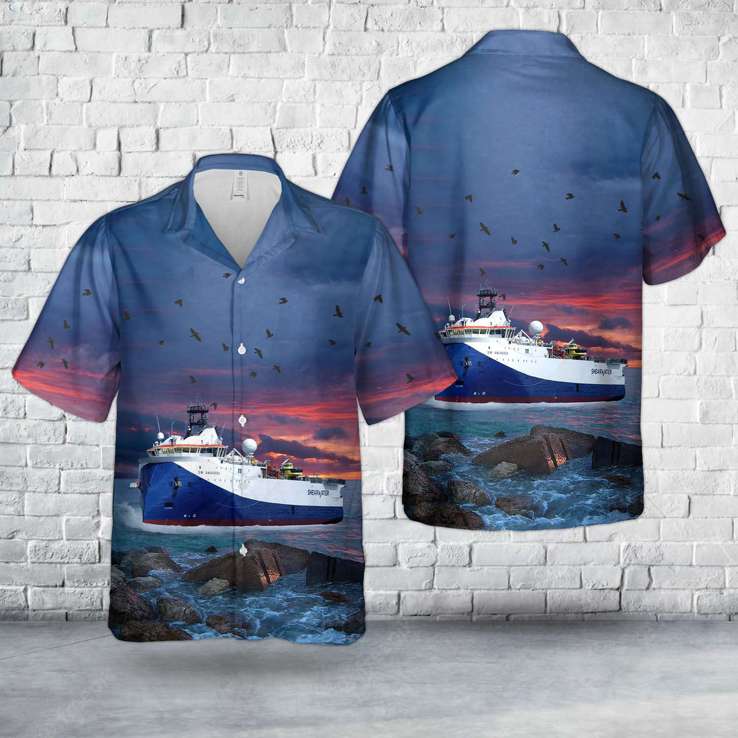 Shearwater GeoServices SW Amundsen Seismic Vessels Hawaiian Shirt Gift for Men Dad Father Gift for Men Dad Father
