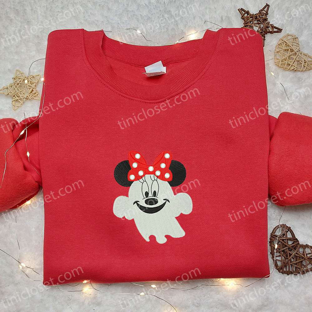 Spooky Smiling Boo Minnie Embroidered Shirt: Best Disney Halloween Gifts for Family