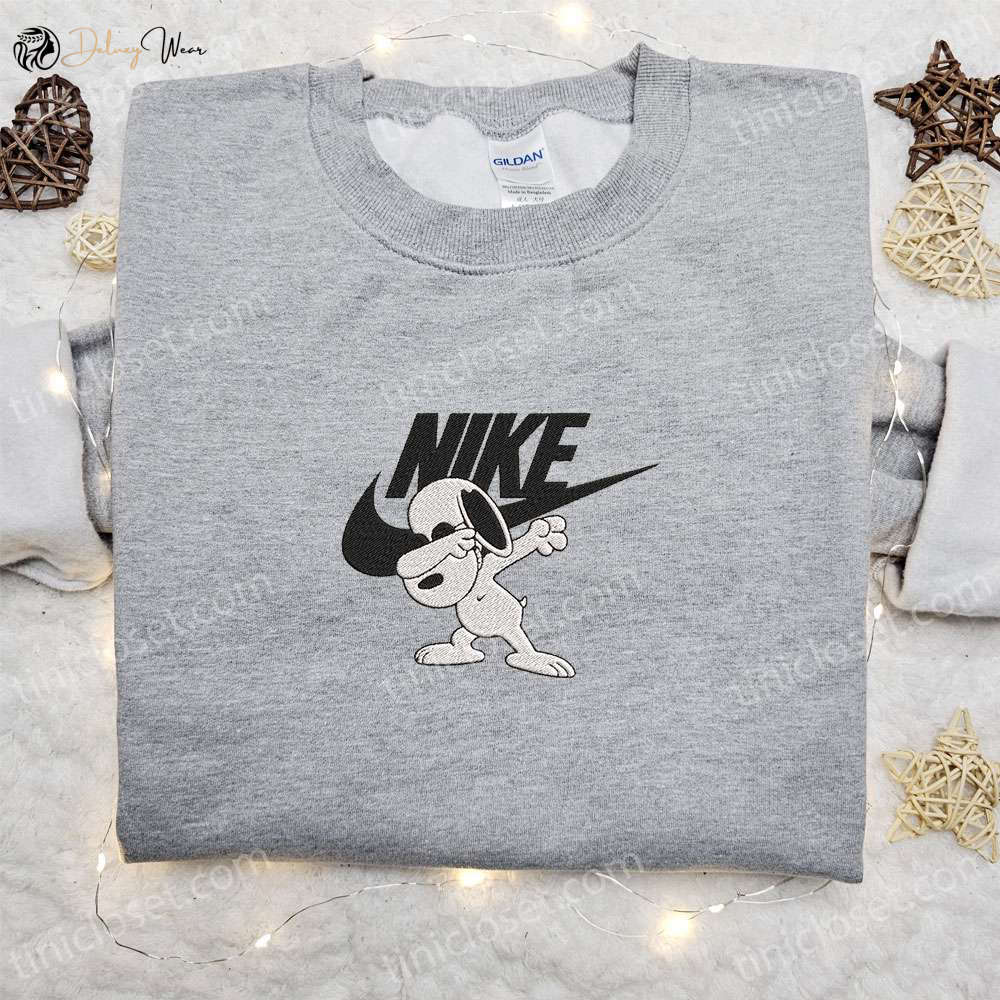 Snoopy Swag x Swoosh Cartoon Embroidered Sweatshirt – Disney Characters Shirt: Best Family Gift Ideas