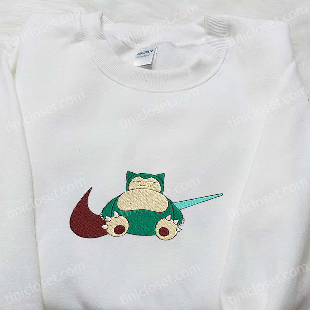 Snorlax Pokemon x Swoosh Anime Hoodie: Cool Embroidered Clothing Best Family Gift