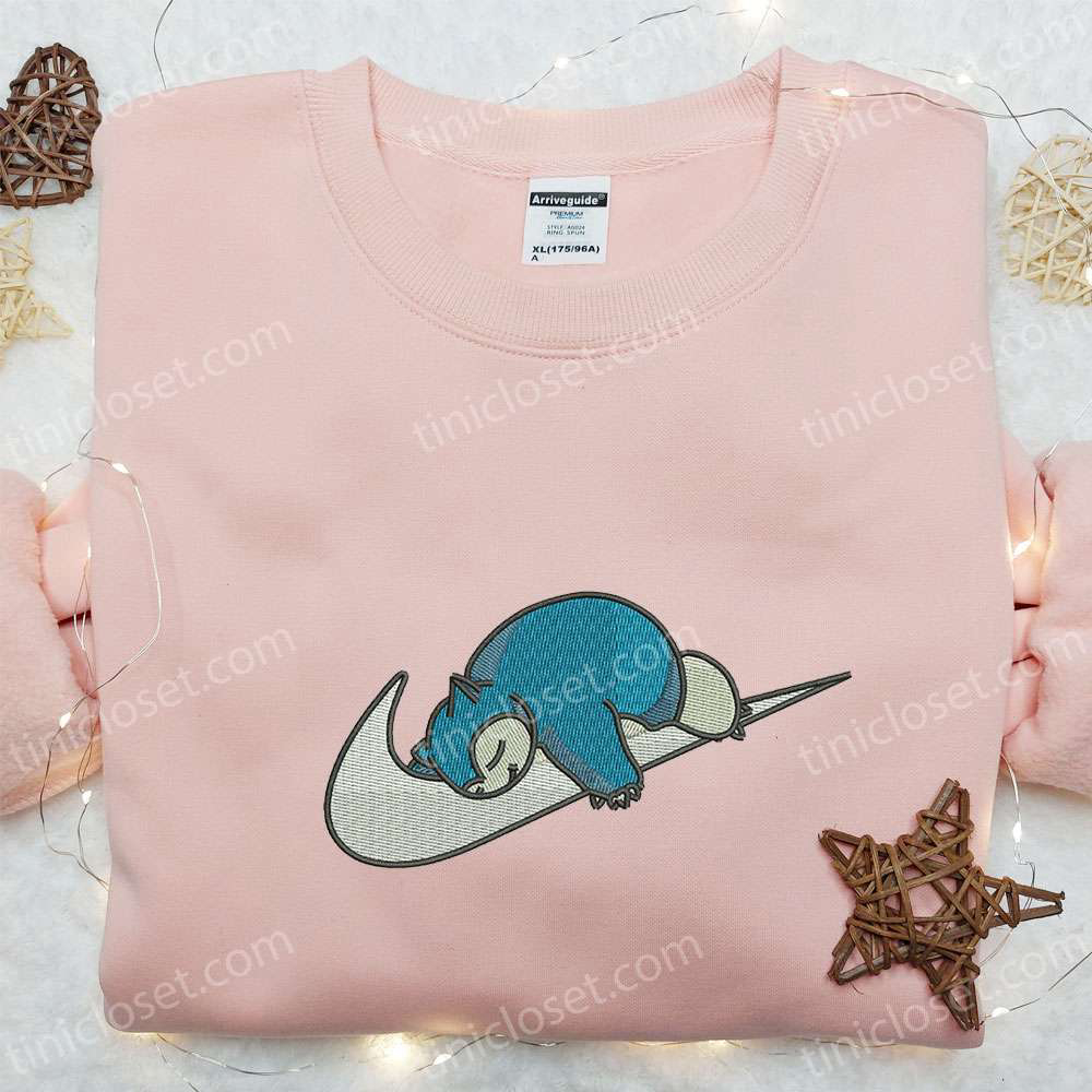Snorlax x Swoosh Anime Embroidered Hoodie: Cool Anime Clothing Perfect Family Gift
