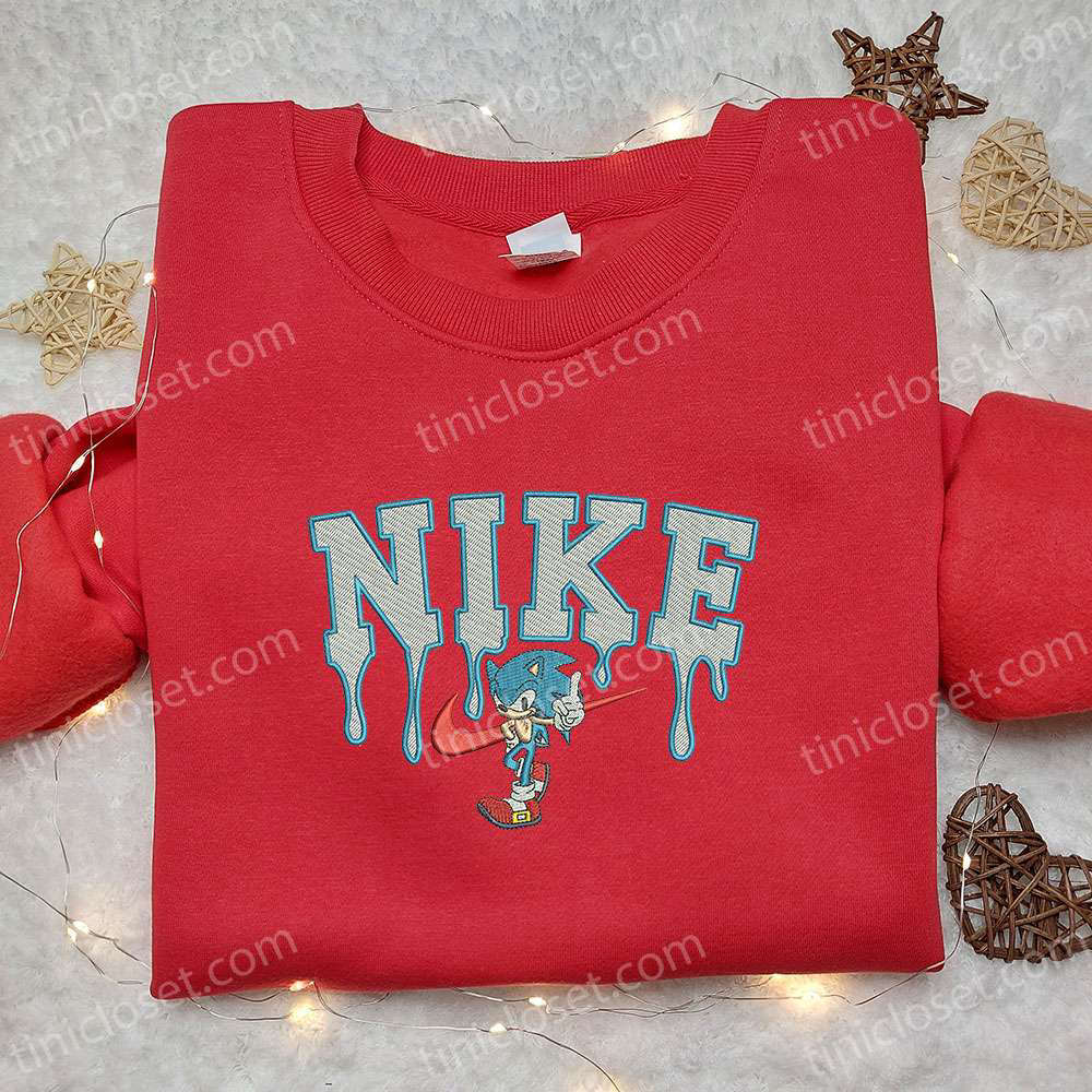 Sonic x Nike Cartoon Hoodie: Best Nike Inspired Embroidered Shirt for Birthday Gift