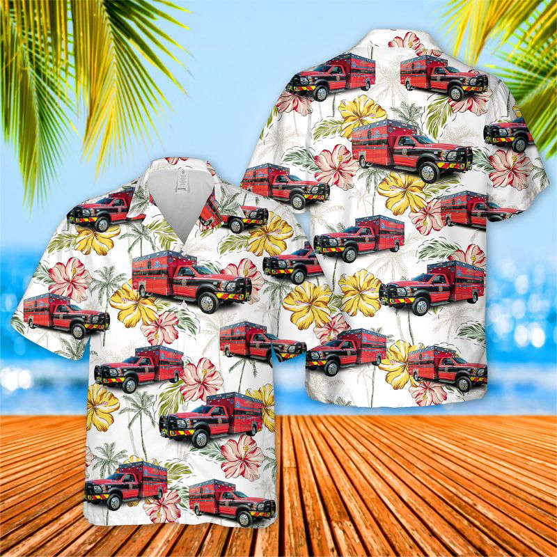 South Carolina Georgetown County Fire & EMS Ambulance Hawaiian Shirt Gift for Men Dad Father Gift for Men Dad Father