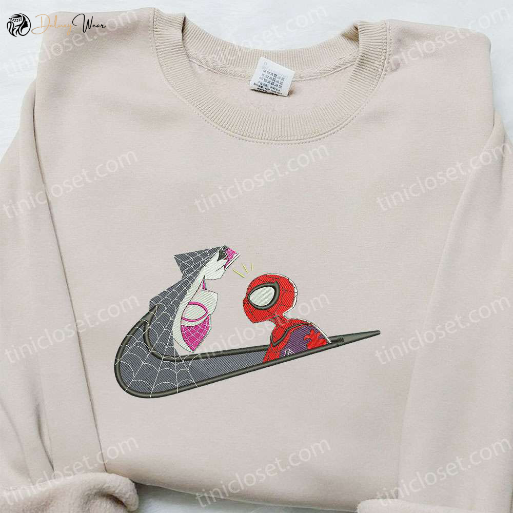 Spider-Man & Gwen x Swoosh Embroidered Hoodie Marvel Cinematic Universe Best Family Gift