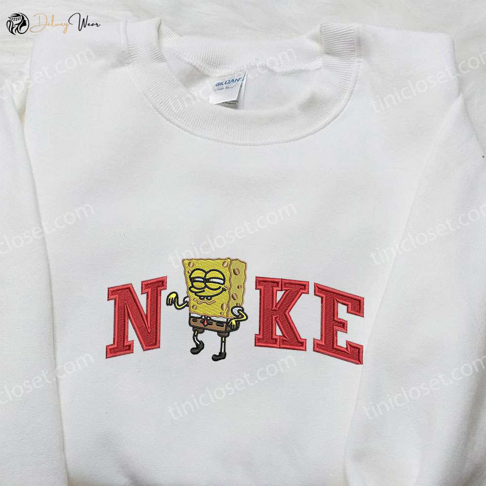 SpongeBob x Nike Embroidered Sweatshirt – Cartoon Shirt with Nike Inspiration