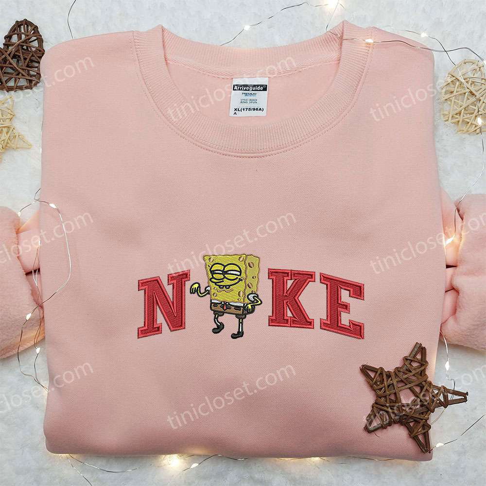 SpongeBob x Nike Embroidered Sweatshirt – Cartoon Shirt with Nike Inspiration