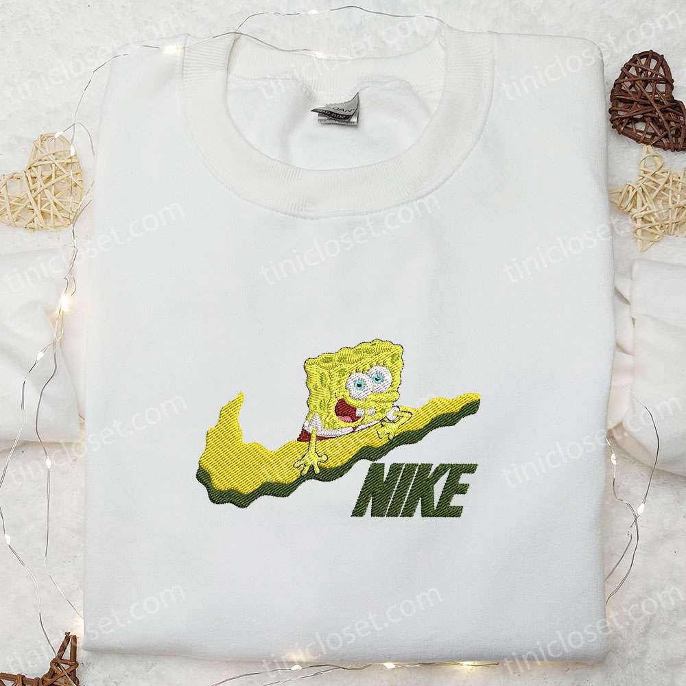 SpongeBob x Swoosh Cartoon Sweatshirt: Disney Characters Embroidered Shirt Perfect Family Gift