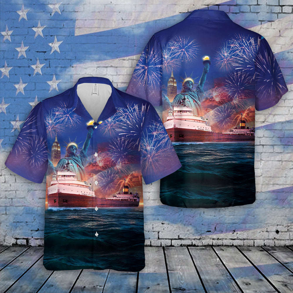 SS Edmund Fitzgerald, 4th Of July Hawaiian Shirt Gift for Men Dad Father Gift for Men Dad Father