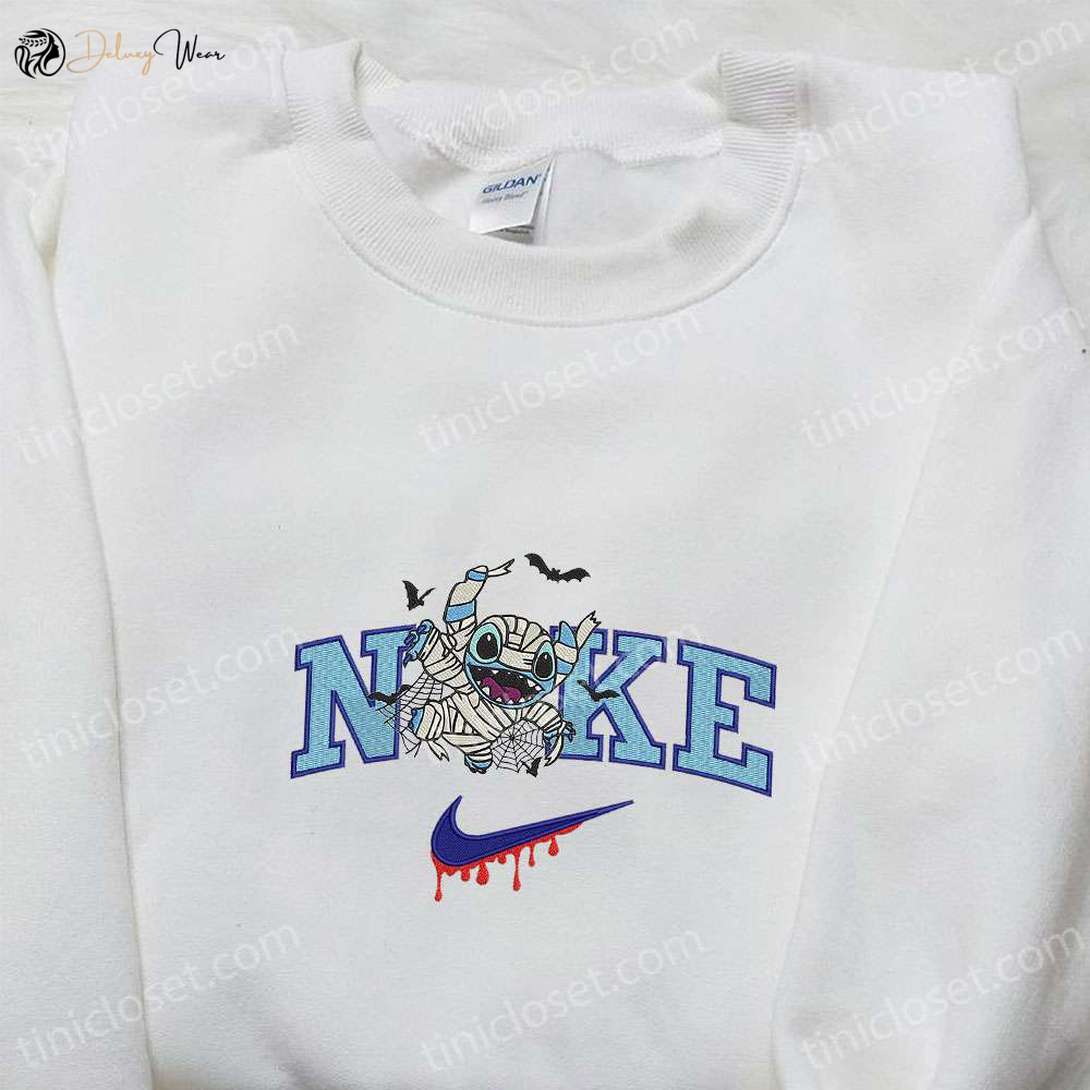 Spooky Stitch Mummy x Nike Embroidered Shirt Halloween Sweatshirt Disney Characters T-shirt