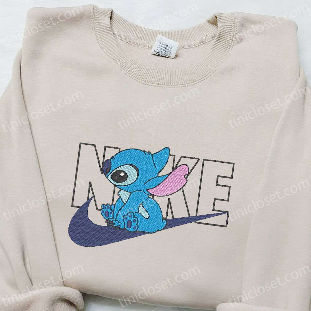 Disney Characters Stitch x Nike Embroidered Sweatshirt & T-shirt: Best Family Gift Ideas