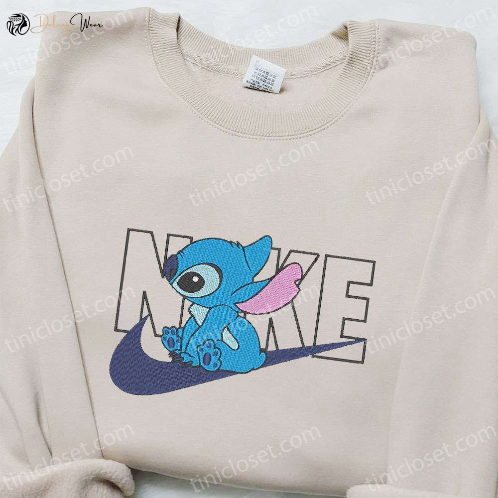 Disney Characters Stitch x Nike Embroidered Sweatshirt & T-shirt: Best Family Gift Ideas