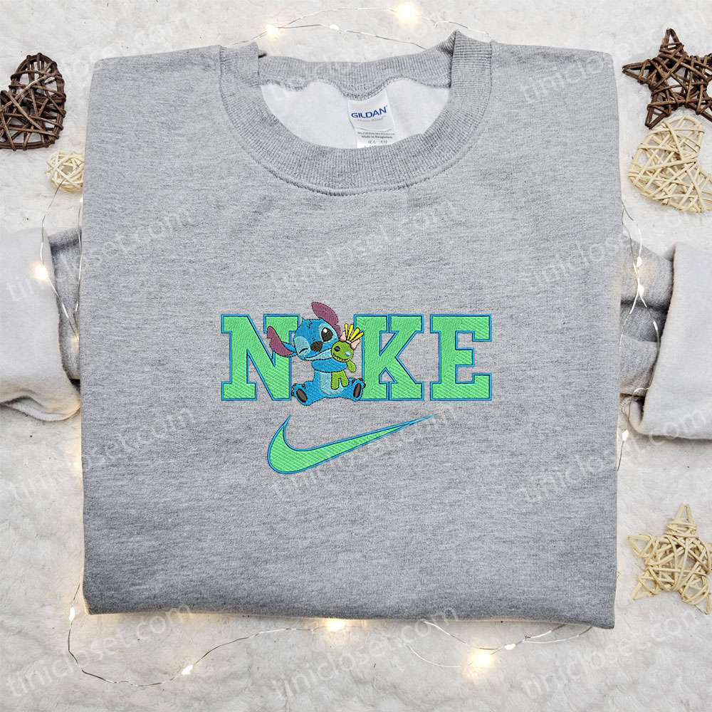 Stitch x Nike Cartoon Embroidered Sweatshirt – Halloween Gift Ideas for Family