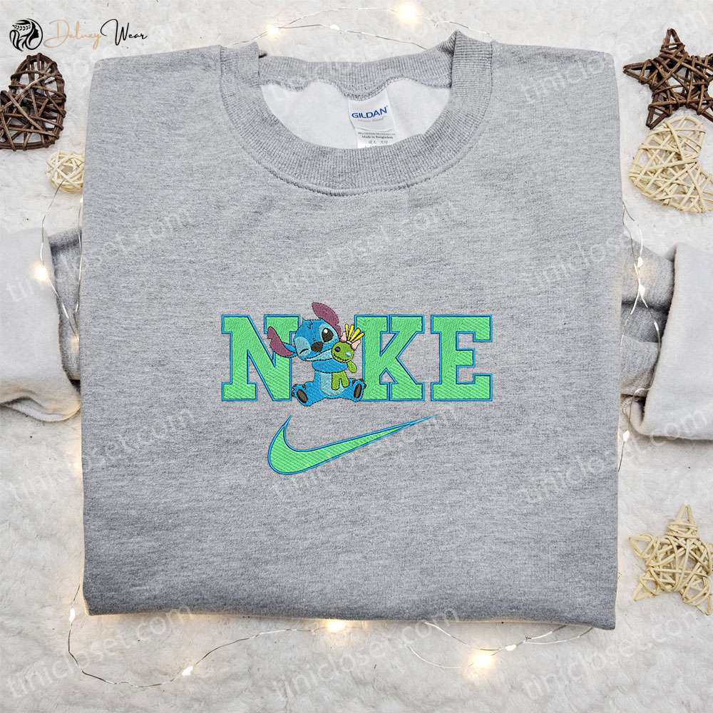 Stitch x Nike Cartoon Embroidered Sweatshirt – Halloween Gift Ideas for Family