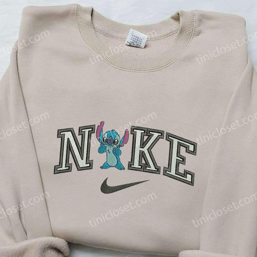 Stitch x Nike Embroidered Sweatshirt – Lilo and Stitch Cartoon Shirt Nike Inspired