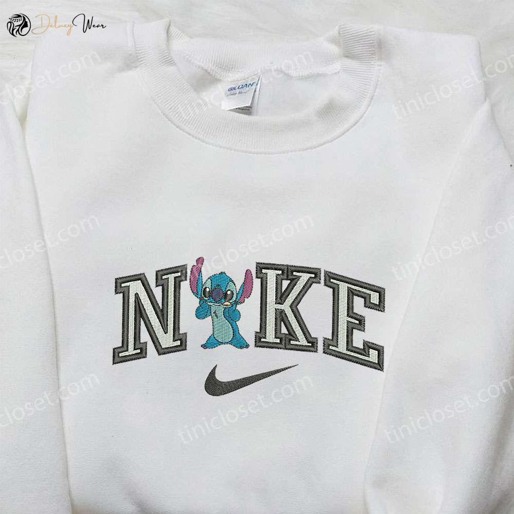 Stitch x Nike Embroidered Sweatshirt – Lilo and Stitch Cartoon Shirt Nike Inspired