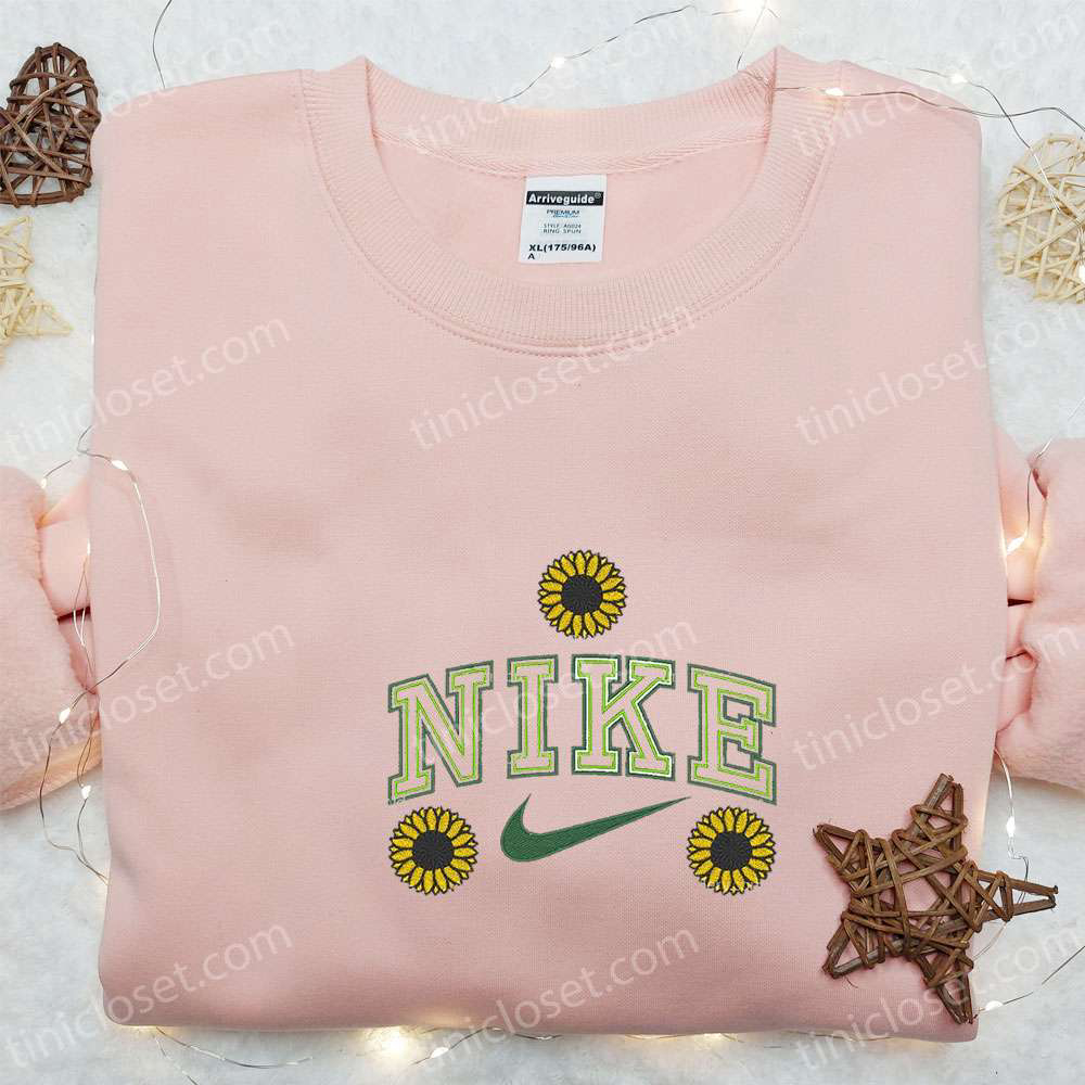 Sunflower Floral x Nike Embroidered Sweatshirt & T-shirt: Best Family Gift Ideas for Nike Inspired Fashion