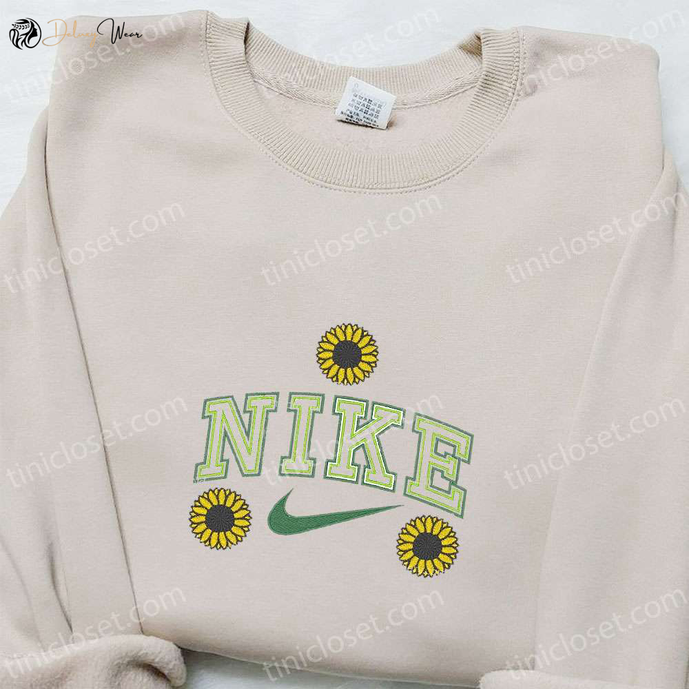 Sunflower Floral x Nike Embroidered Sweatshirt & T-shirt: Best Family Gift Ideas for Nike Inspired Fashion