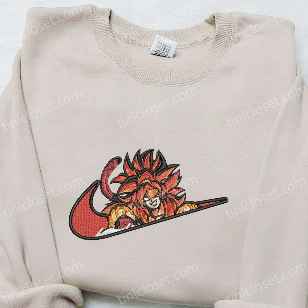 Dragon Ball x Nike Super Saiyan 4 Goku & Vegeta Embroidered Shirt & Sweatshirt – Anime Swoosh Inspired