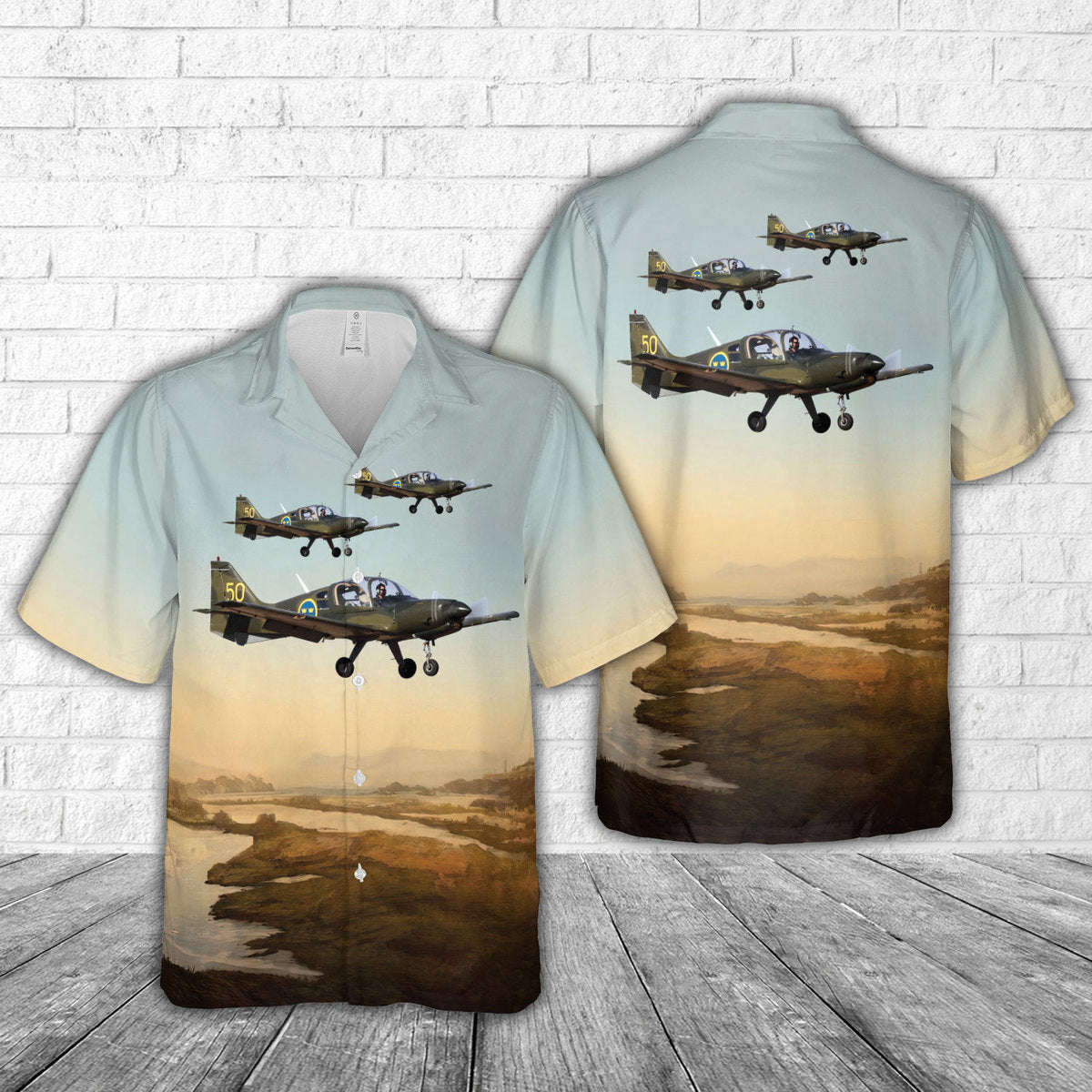 Swedish Air Force and Army Scottish Aviation Bulldog Hawaiian Shirt Gift for Men Dad Father Gift for Men Dad Father