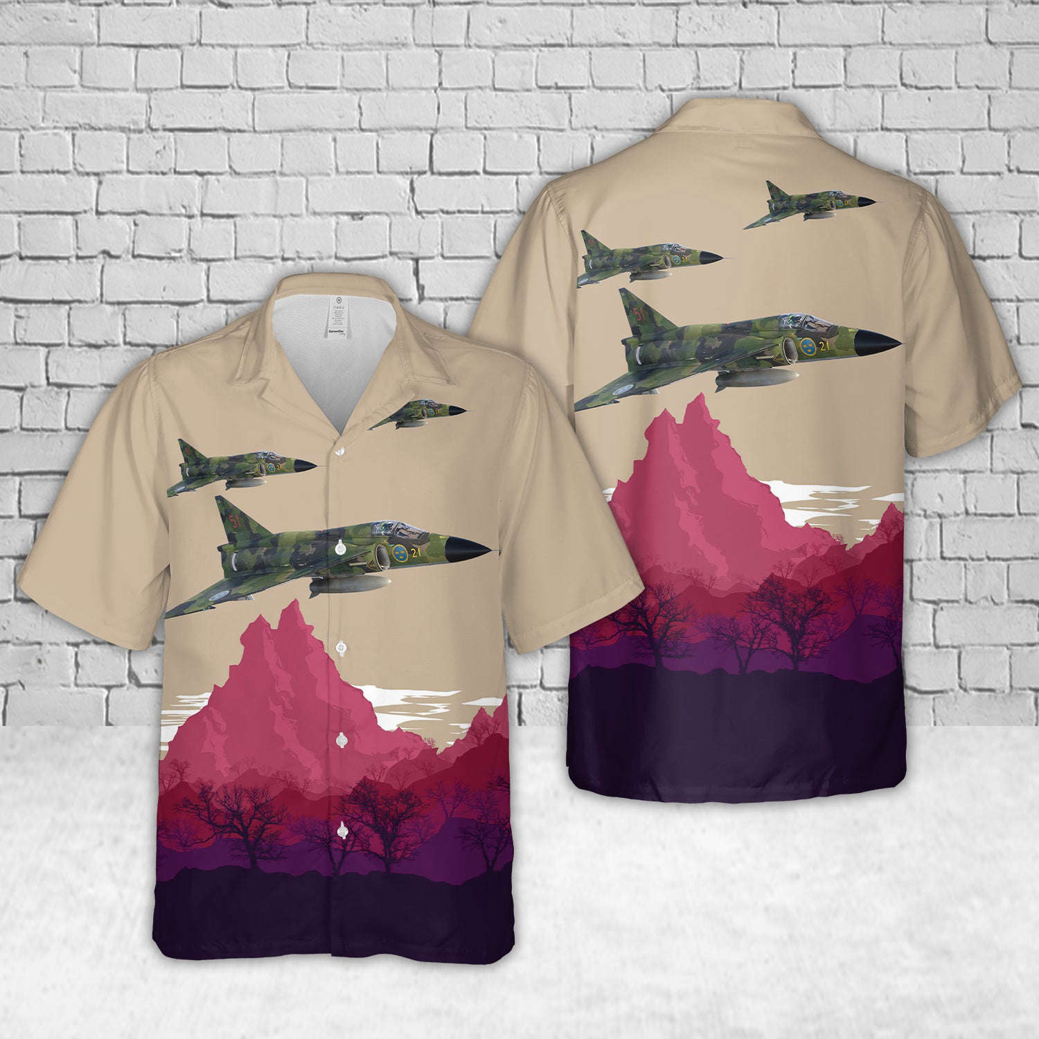 Swedish Air Force Saab AJSH37 Viggen Hawaiian Shirt Gift for Men Dad Father Gift for Men Dad Father