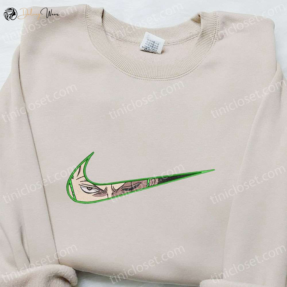 Swoosh Anime x Roronoa Zoro Hoodie: Cool Embroidered Anime Clothing Best Family Gift Ideas