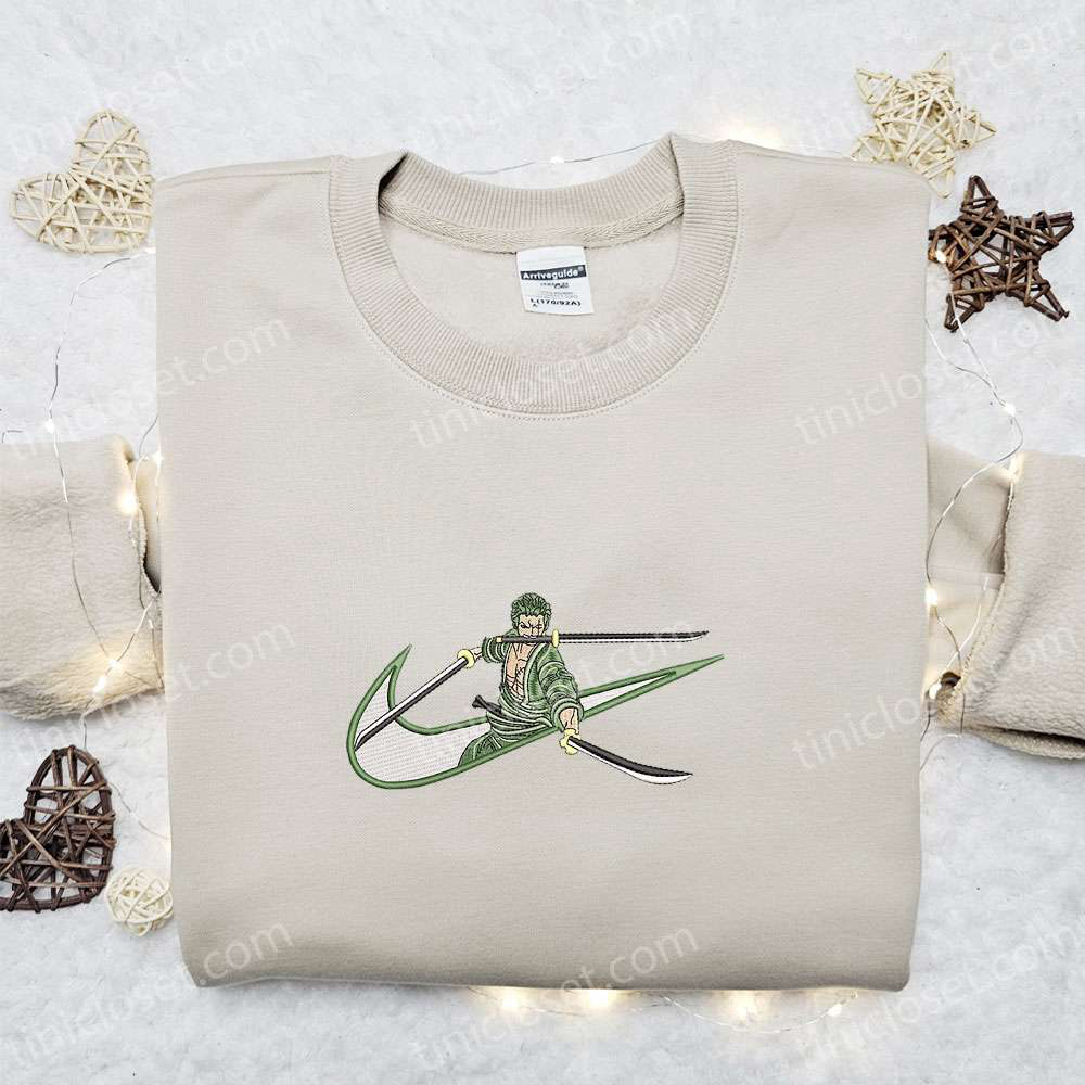 Swoosh Anime x Roronoa Zoro Embroidered Hoodie & Shirt: Best Family Gift Ideas