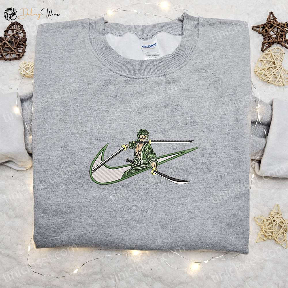 Swoosh Anime x Roronoa Zoro Embroidered Hoodie & Shirt: Best Family Gift Ideas