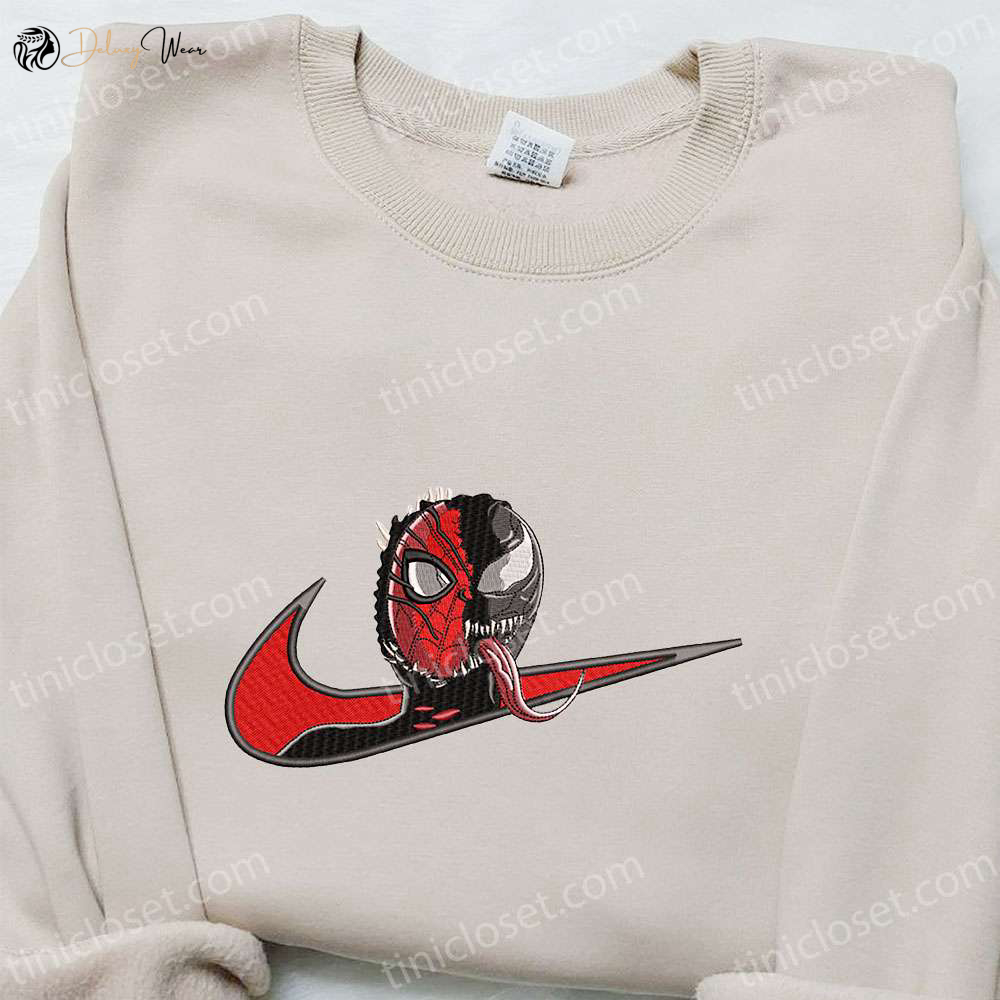 Swoosh Movie x Venom Spider-Man Embroidered Hoodie – Marvel Comics Best Gift for Family